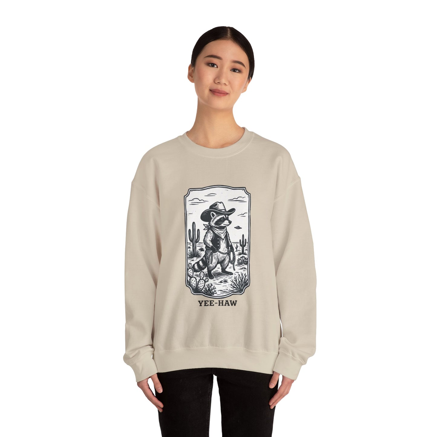 Yee-Haw Alien Cowboy Crewneck Sweatshirt | Retro UFO Desert Graphic