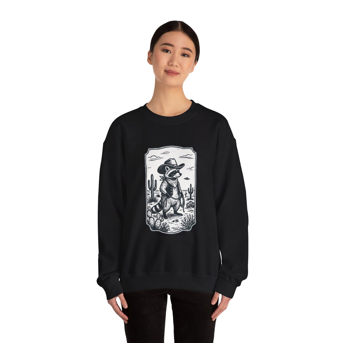 Yee-Haw Alien Cowboy Crewneck Sweatshirt | Retro UFO Desert Graphic