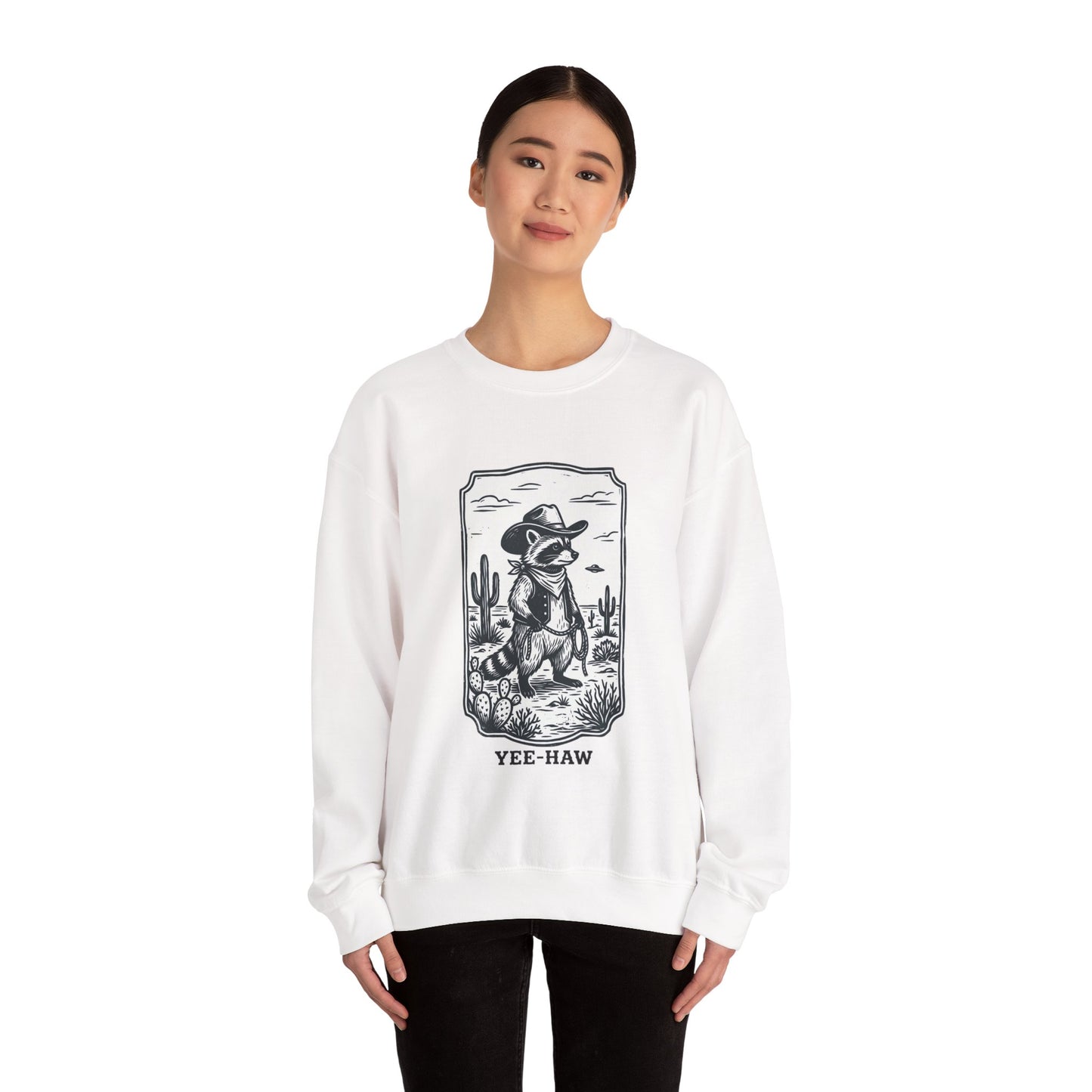 Yee-Haw Alien Cowboy Crewneck Sweatshirt | Retro UFO Desert Graphic