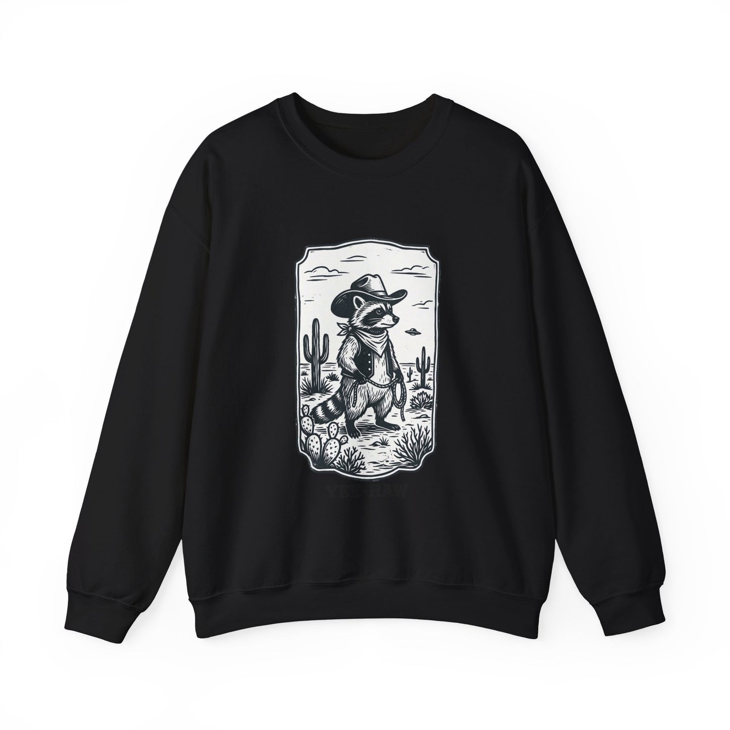 Yee-Haw Alien Cowboy Crewneck Sweatshirt | Retro UFO Desert Graphic