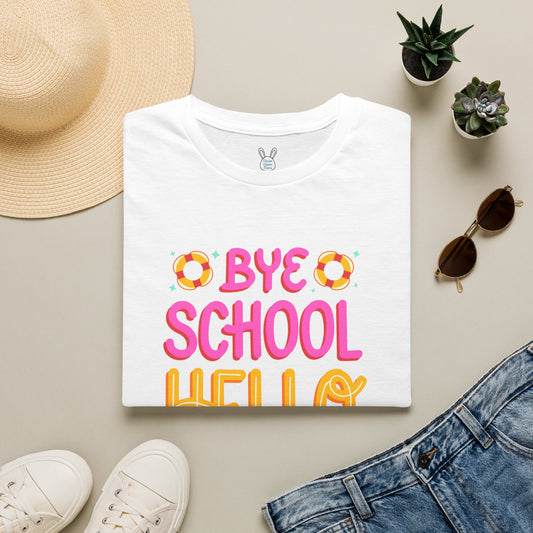 Bye School Hello Pool T-Shirt — Summer Graduation & Pool Party Tee