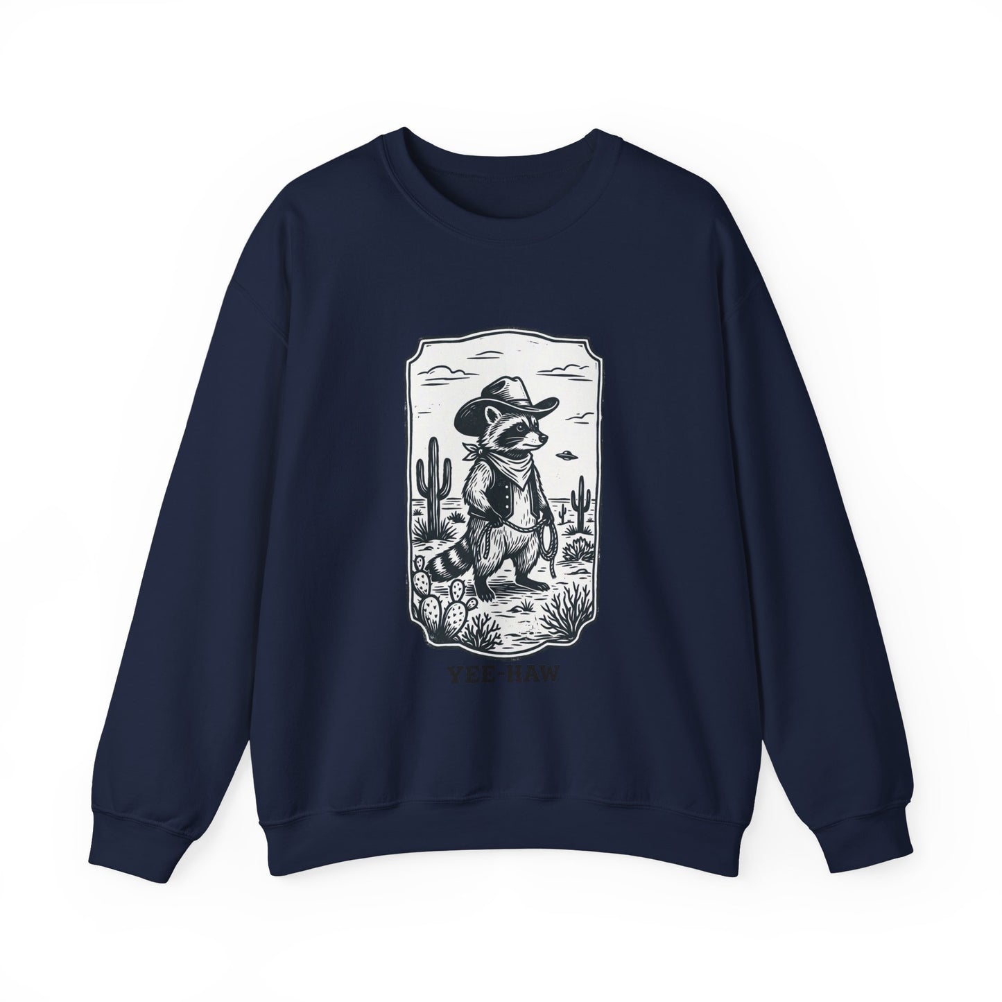 Yee-Haw Alien Cowboy Crewneck Sweatshirt | Retro UFO Desert Graphic