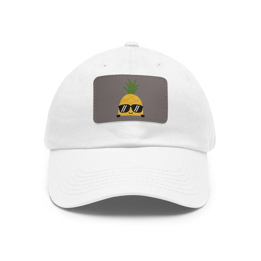 Pineapple Sunglasses Dad Hat — Leather Patch Baseball Cap